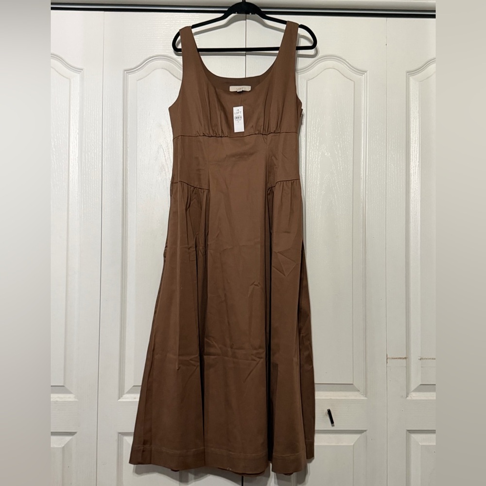 NWT LOFT Chocolate Brown Sleeveless Midi Dress